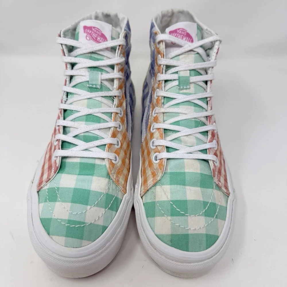 Vans Sk8-Hi Tapered Gingham Patchwork Cherries Bees High Top Sneakers M 7, W 8.5